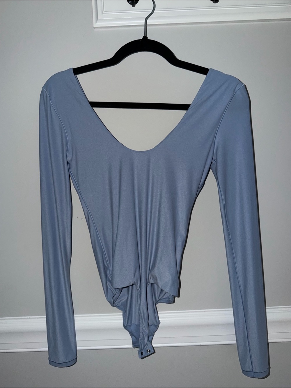 aerie Dusty Blue Long-Sleeve Scoop Neck Bodysuit
